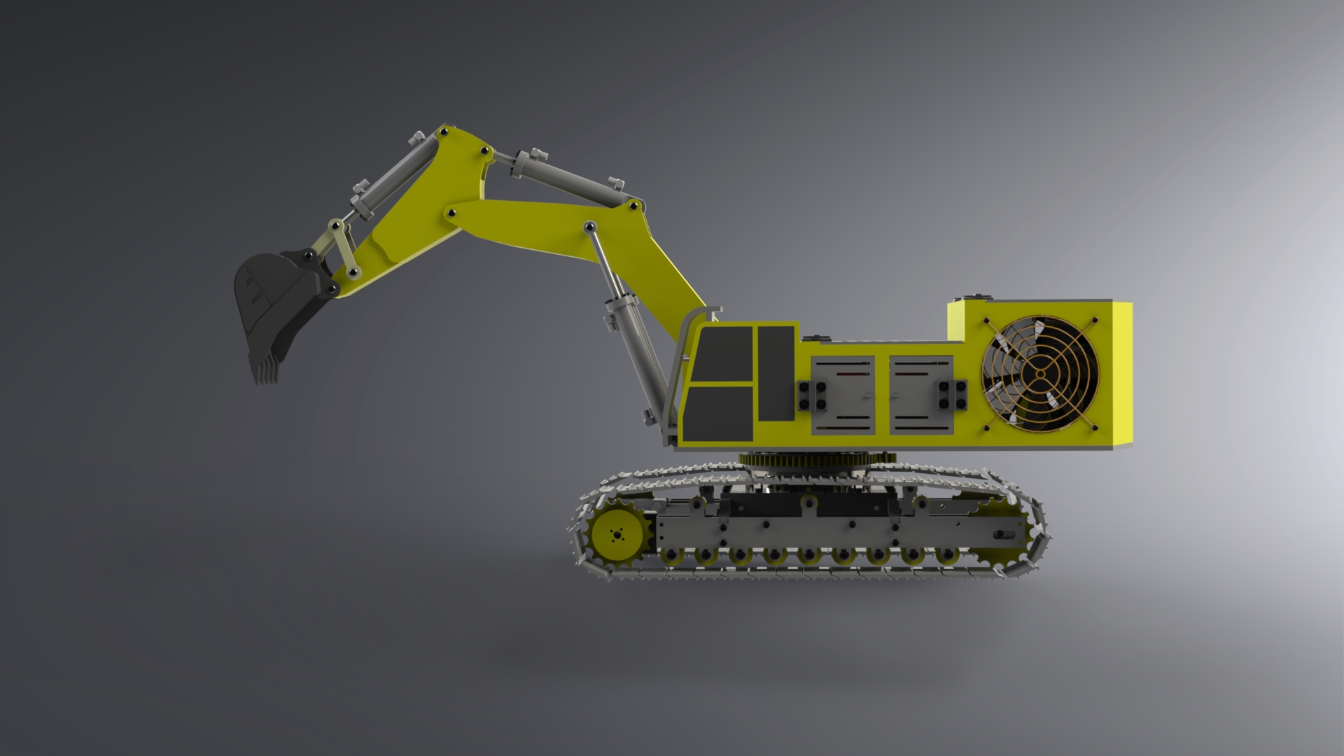 1比14卡特彼勒6015B履带挖掘机模型3D图纸 Solidworks设计
